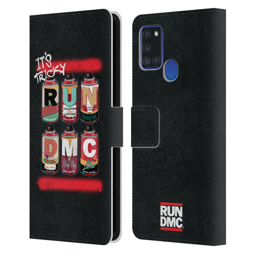 Run-D.M.C. Key Art Spray Cans Leather Book Wallet Case Cover For Samsung Galaxy A21s (2020)