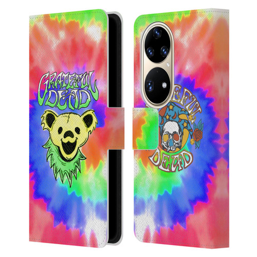 Grateful Dead Trends Bear Tie Dye Leather Book Wallet Case Cover For Huawei P50 Pro