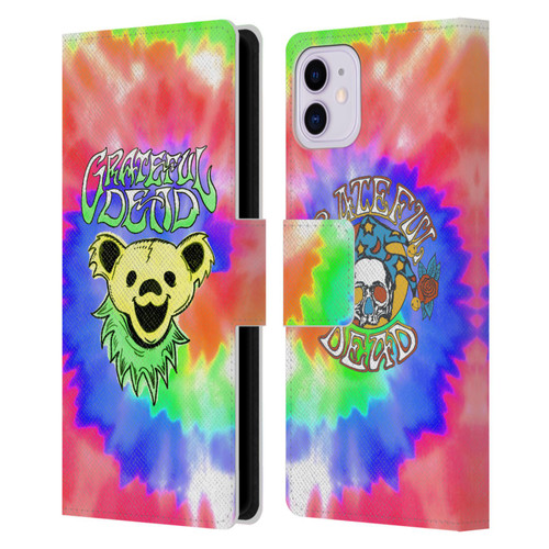 Grateful Dead Trends Bear Tie Dye Leather Book Wallet Case Cover For Apple iPhone 11