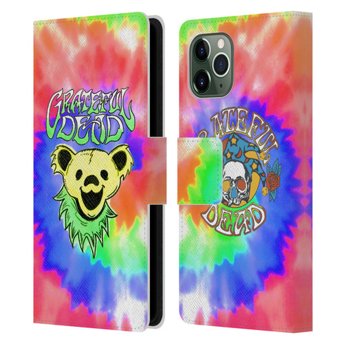Grateful Dead Trends Bear Tie Dye Leather Book Wallet Case Cover For Apple iPhone 11 Pro