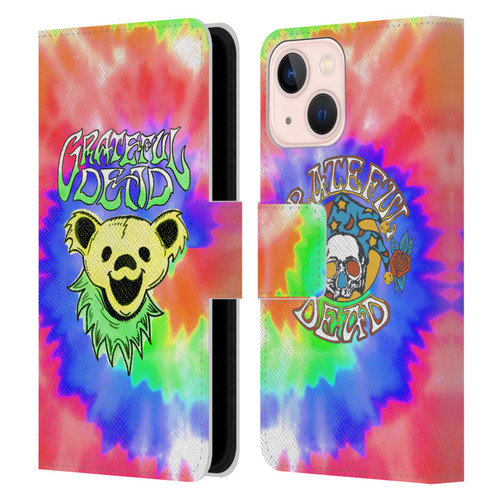 Grateful Dead Trends Bear Tie Dye Leather Book Wallet Case Cover For Apple iPhone 13 Mini