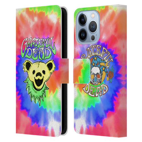 Grateful Dead Trends Bear Tie Dye Leather Book Wallet Case Cover For Apple iPhone 13 Pro