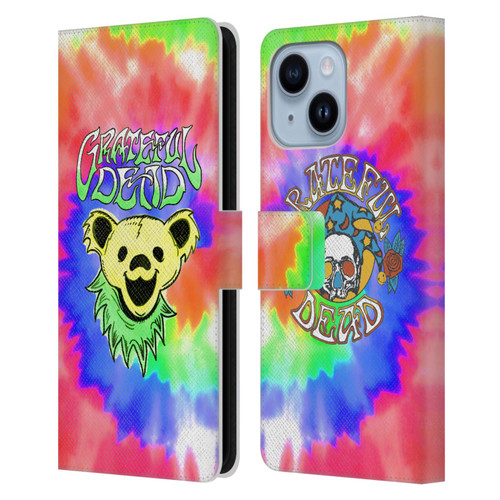 Grateful Dead Trends Bear Tie Dye Leather Book Wallet Case Cover For Apple iPhone 14 Plus