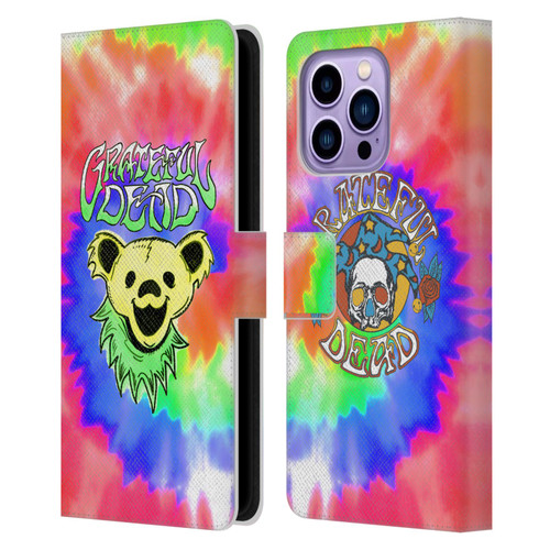 Grateful Dead Trends Bear Tie Dye Leather Book Wallet Case Cover For Apple iPhone 14 Pro Max