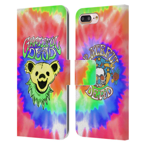 Grateful Dead Trends Bear Tie Dye Leather Book Wallet Case Cover For Apple iPhone 7 Plus / iPhone 8 Plus