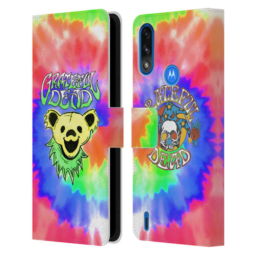 Grateful Dead Trends Bear Tie Dye Leather Book Wallet Case Cover For Motorola Moto E7 Power / Moto E7i Power
