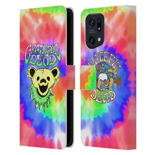 Grateful Dead Trends Bear Tie Dye Leather Book Wallet Case Cover For OPPO Find X5
