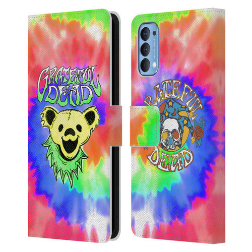 Grateful Dead Trends Bear Tie Dye Leather Book Wallet Case Cover For OPPO Reno 4 5G