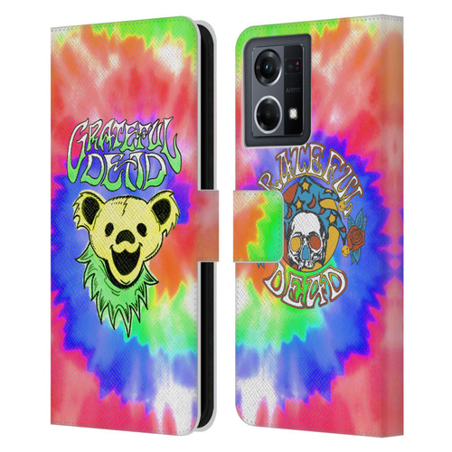 Grateful Dead Trends Bear Tie Dye Leather Book Wallet Case Cover For OPPO Reno8 4G