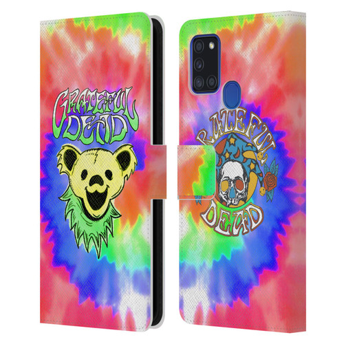 Grateful Dead Trends Bear Tie Dye Leather Book Wallet Case Cover For Samsung Galaxy A21s (2020)