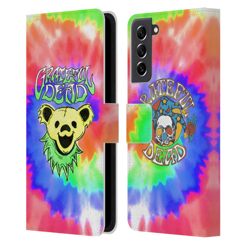 Grateful Dead Trends Bear Tie Dye Leather Book Wallet Case Cover For Samsung Galaxy S21 FE 5G
