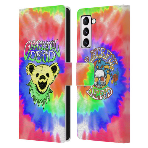 Grateful Dead Trends Bear Tie Dye Leather Book Wallet Case Cover For Samsung Galaxy S21+ 5G