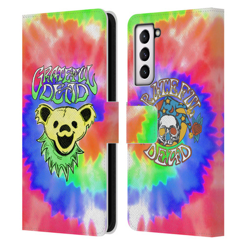 Grateful Dead Trends Bear Tie Dye Leather Book Wallet Case Cover For Samsung Galaxy S21 5G