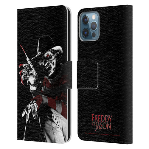 Freddy VS. Jason Graphics Freddy Leather Book Wallet Case Cover For Apple iPhone 12 / iPhone 12 Pro