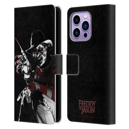 Freddy VS. Jason Graphics Freddy Leather Book Wallet Case Cover For Apple iPhone 14 Pro Max
