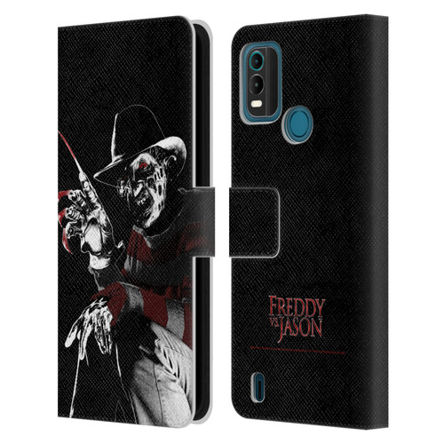 Freddy VS. Jason Graphics Freddy Leather Book Wallet Case Cover For Nokia G11 Plus