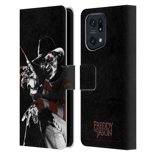 Freddy VS. Jason Graphics Freddy Leather Book Wallet Case Cover For OPPO Find X5 Pro