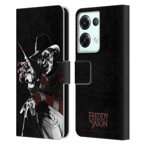 Freddy VS. Jason Graphics Freddy Leather Book Wallet Case Cover For OPPO Reno8 Pro