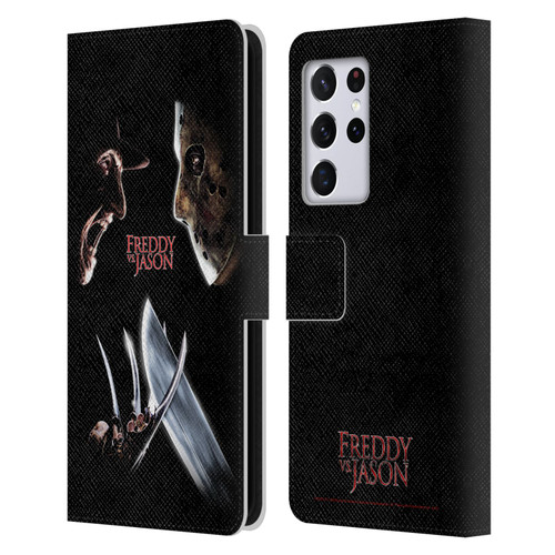 Freddy VS. Jason Graphics Freddy vs. Jason Leather Book Wallet Case Cover For Samsung Galaxy S21 Ultra 5G