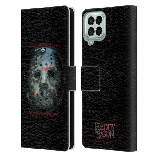 Freddy VS. Jason Graphics Jason's Birthday Leather Book Wallet Case Cover For Samsung Galaxy M33 (2022)