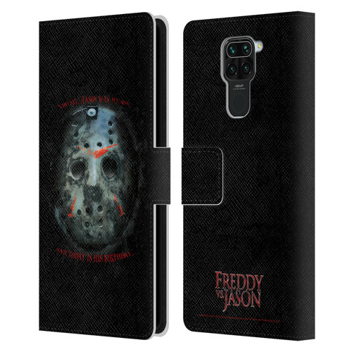 Freddy VS. Jason Graphics Jason's Birthday Leather Book Wallet Case Cover For Xiaomi Redmi Note 9 / Redmi 10X 4G