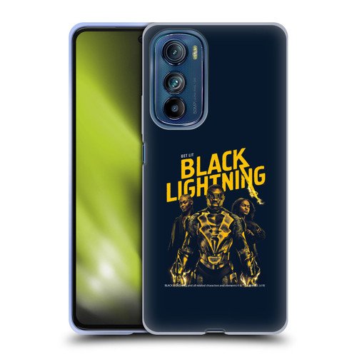 Black Lightning Key Art Get Lit Soft Gel Case for Motorola Edge 30