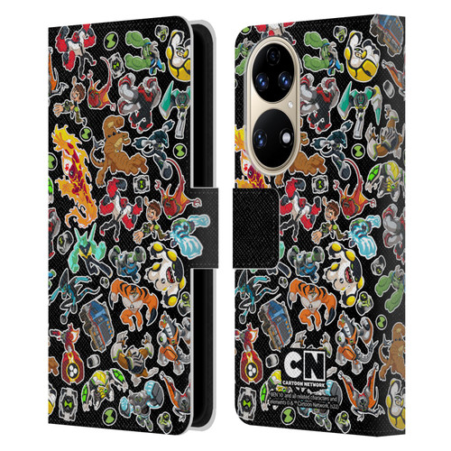 Ben 10: Animated Series Graphics Alien Pattern Leather Book Wallet Case Cover For Huawei P50