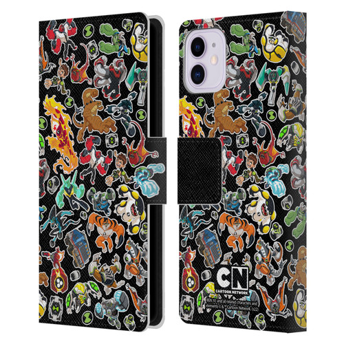 Ben 10: Animated Series Graphics Alien Pattern Leather Book Wallet Case Cover For Apple iPhone 11