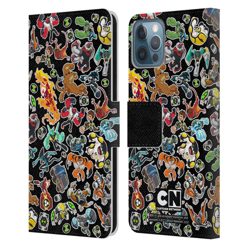 Ben 10: Animated Series Graphics Alien Pattern Leather Book Wallet Case Cover For Apple iPhone 12 / iPhone 12 Pro
