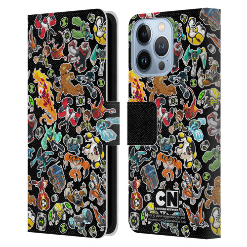 Ben 10: Animated Series Graphics Alien Pattern Leather Book Wallet Case Cover For Apple iPhone 13 Pro