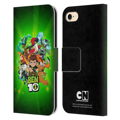 Ben 10: Animated Series Graphics Character Art Leather Book Wallet Case Cover For Apple iPhone 7 / 8 / SE 2020 & 2022