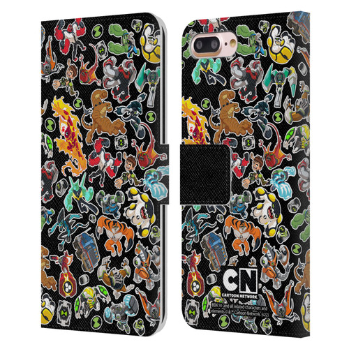 Ben 10: Animated Series Graphics Alien Pattern Leather Book Wallet Case Cover For Apple iPhone 7 Plus / iPhone 8 Plus