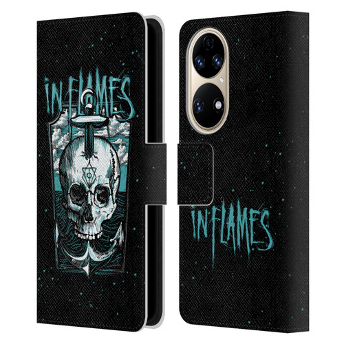 In Flames Metal Grunge Anchor Skull Leather Book Wallet Case Cover For Huawei P50