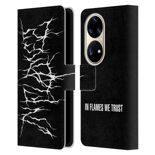 In Flames Metal Grunge Metal Logo Leather Book Wallet Case Cover For Huawei P50 Pro