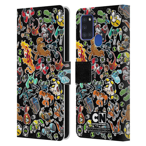 Ben 10: Animated Series Graphics Alien Pattern Leather Book Wallet Case Cover For Samsung Galaxy A21s (2020)