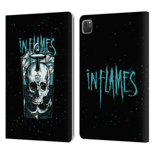 In Flames Metal Grunge Anchor Skull Leather Book Wallet Case Cover For Apple iPad Pro 11 2020 / 2021 / 2022