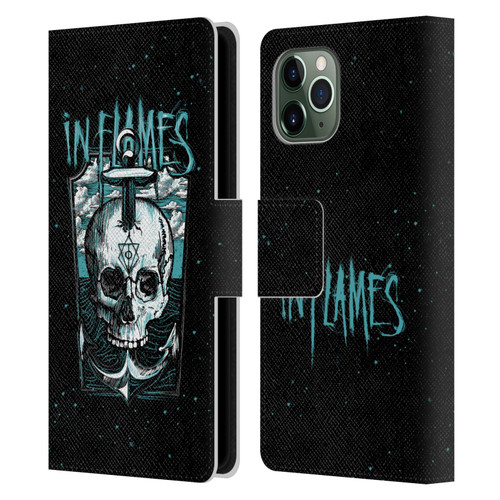 In Flames Metal Grunge Anchor Skull Leather Book Wallet Case Cover For Apple iPhone 11 Pro