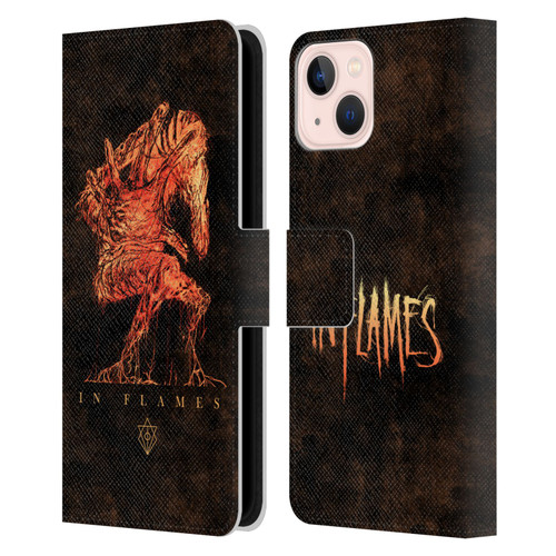 In Flames Metal Grunge Creature Leather Book Wallet Case Cover For Apple iPhone 13