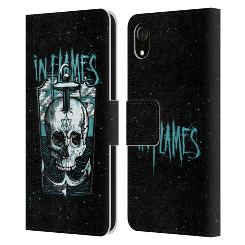 In Flames Metal Grunge Anchor Skull Leather Book Wallet Case Cover For Apple iPhone XR