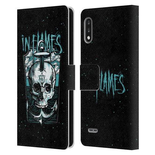 In Flames Metal Grunge Anchor Skull Leather Book Wallet Case Cover For LG K22