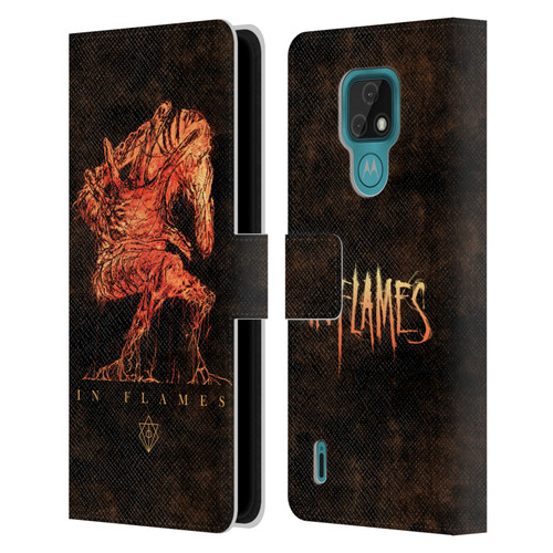 In Flames Metal Grunge Creature Leather Book Wallet Case Cover For Motorola Moto E7