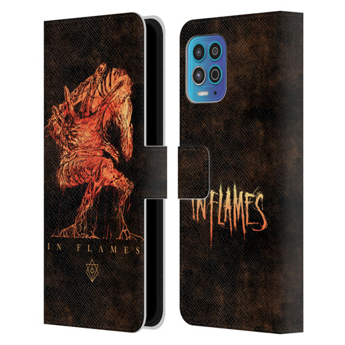In Flames Metal Grunge Creature Leather Book Wallet Case Cover For Motorola Moto G100