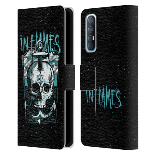 In Flames Metal Grunge Anchor Skull Leather Book Wallet Case Cover For OPPO Find X2 Neo 5G