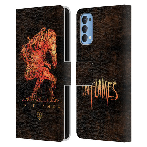 In Flames Metal Grunge Creature Leather Book Wallet Case Cover For OPPO Reno 4 5G