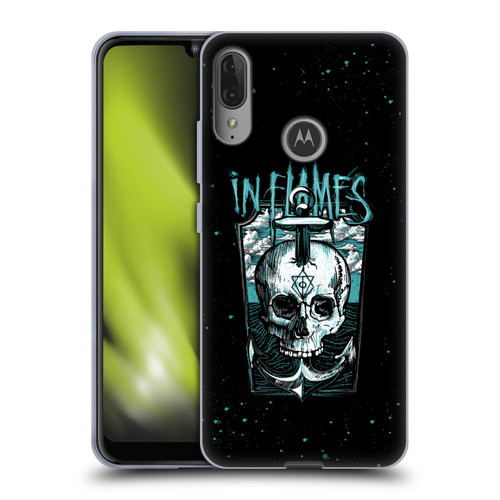 In Flames Metal Grunge Anchor Skull Soft Gel Case for Motorola Moto E6 Plus