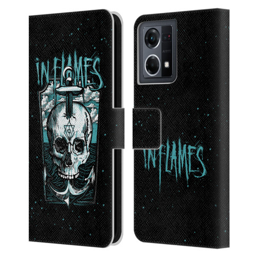 In Flames Metal Grunge Anchor Skull Leather Book Wallet Case Cover For OPPO Reno8 4G