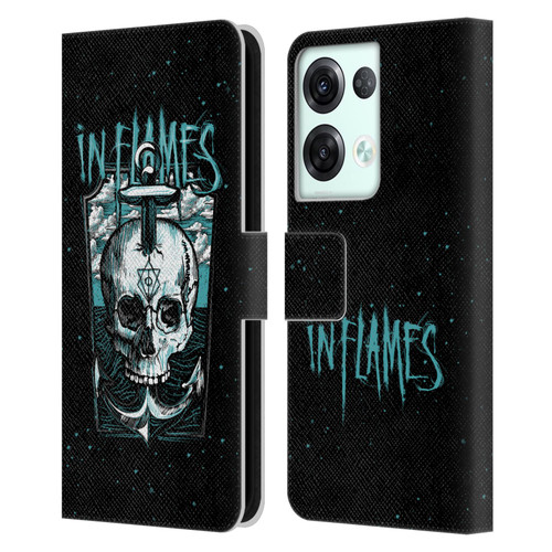 In Flames Metal Grunge Anchor Skull Leather Book Wallet Case Cover For OPPO Reno8 Pro