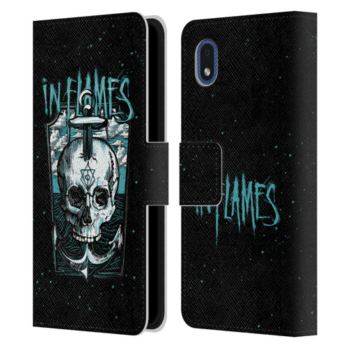 In Flames Metal Grunge Anchor Skull Leather Book Wallet Case Cover For Samsung Galaxy A01 Core (2020)