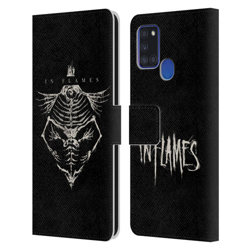In Flames Metal Grunge Jesterhead Bones Leather Book Wallet Case Cover For Samsung Galaxy A21s (2020)