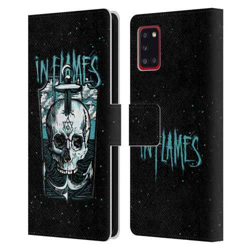 In Flames Metal Grunge Anchor Skull Leather Book Wallet Case Cover For Samsung Galaxy A31 (2020)